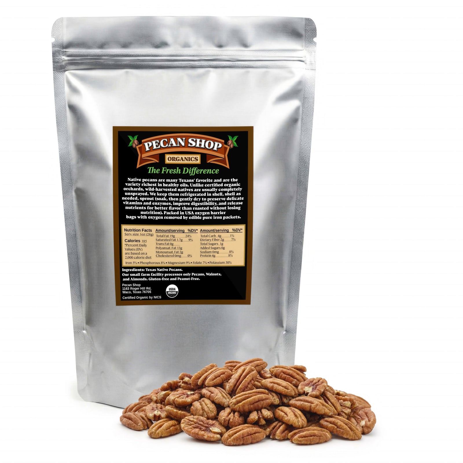 Sprouted Texas Native Pecans – Light Sea Salt (Family Recipe)