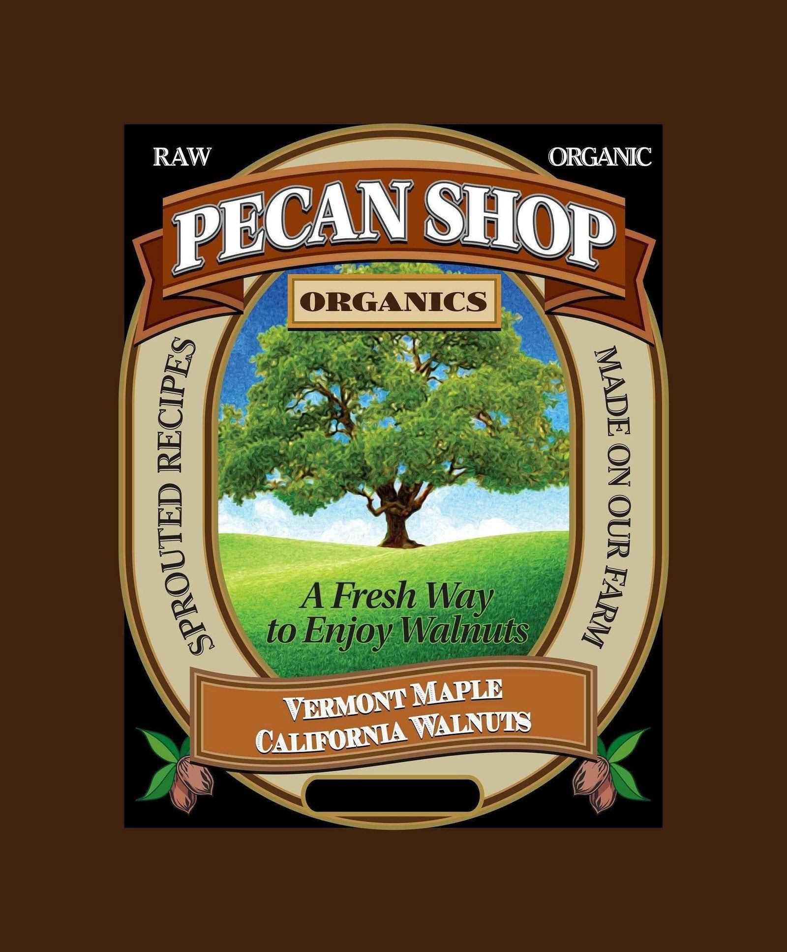 Raw Vermont Maple Sprouted California Organic Walnuts, Family Orchard Grown.